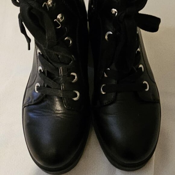 Nine west black boots with animal print size 8 short boot New - Picture 1 of 5